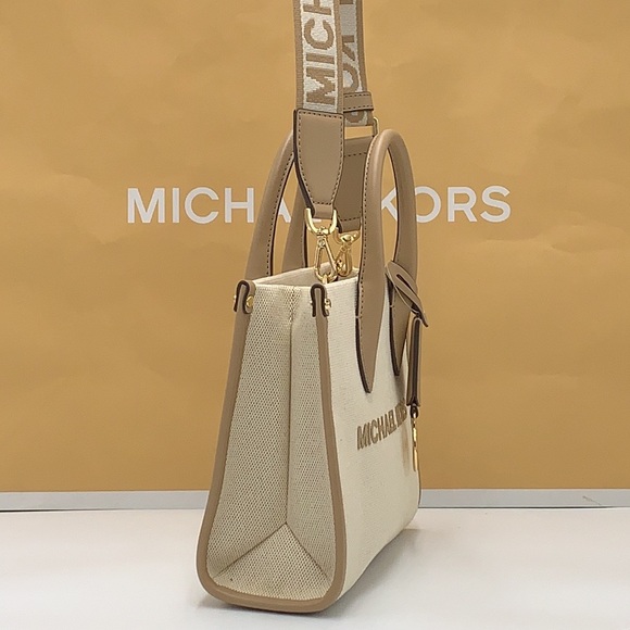 Michael Kors Mirella Small Shopper Top Zip Crossbody Bag Camel MK NWT - Picture 7 of 15